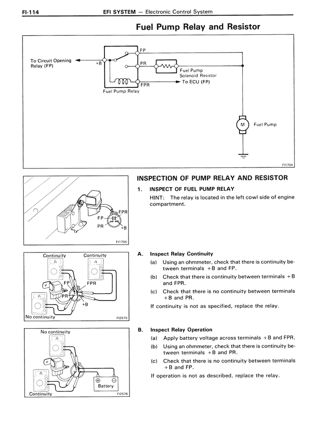 Fuel Pump Relay and Resistor — MK3 Supra EFI System, page 114