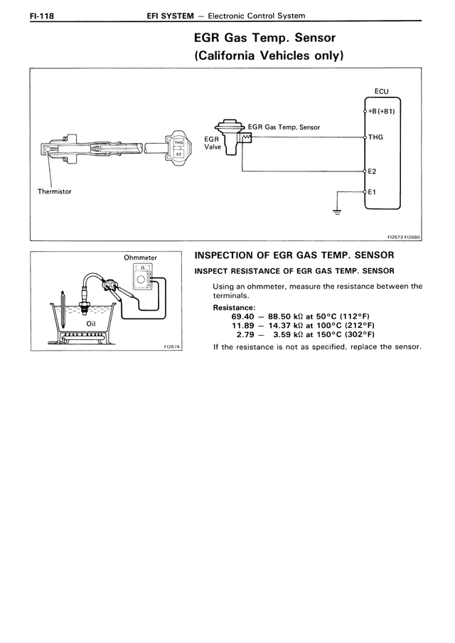 EGR Gas Temp. Sensor (California Vehicles only) — MK3 Supra EFI System, page 118
