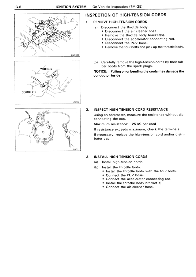 Inspection of High-Tension Cords — MK3 Supra Ignition System, page 6
