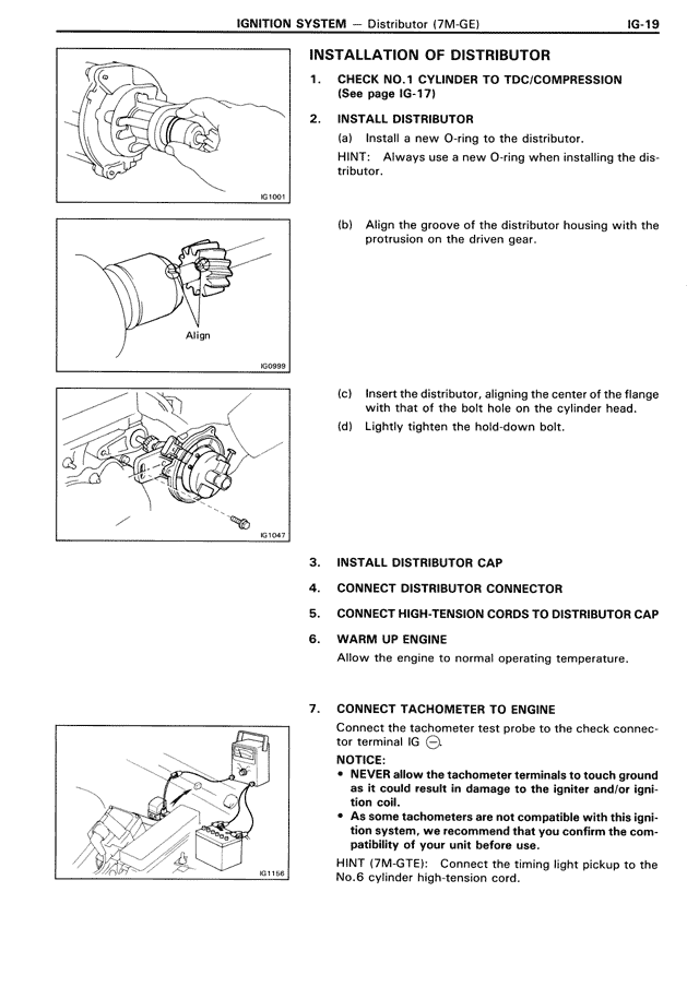 Installation of Distributor — MK3 Supra Ignition System, page 19