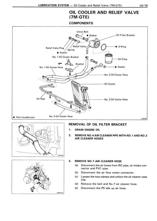 Oil Cooler and Relief Valve (7M-GTE) — MK3 Supra Lubrication System, page 15
