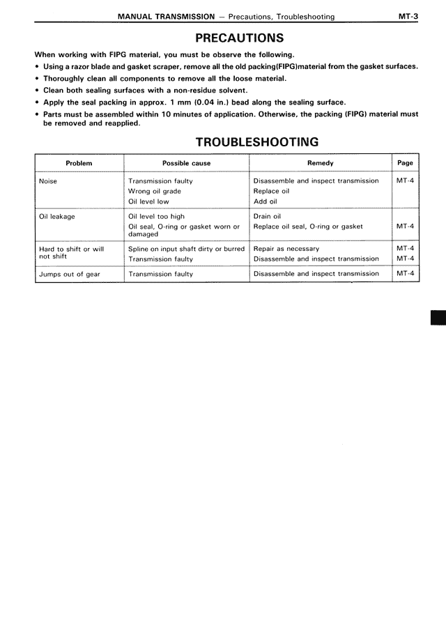 Precautions — MK3 Supra Manual Transmission, page 3