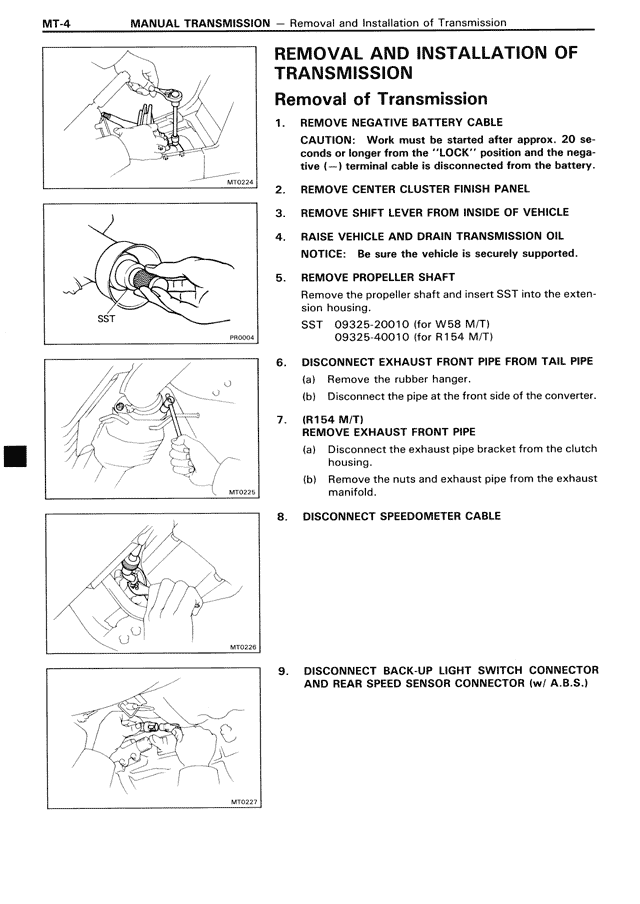 Removal and Installation of Transmission — MK3 Supra Manual Transmission, page 4