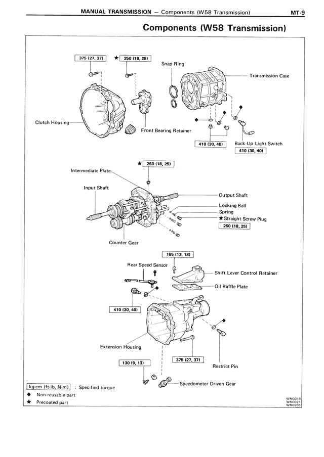 Components (W58 Transmission) — MK3 Supra Manual Transmission, page 9