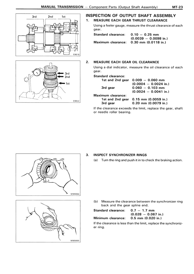 Inspection of Output Shaft Assembly — MK3 Supra Manual Transmission, page 23