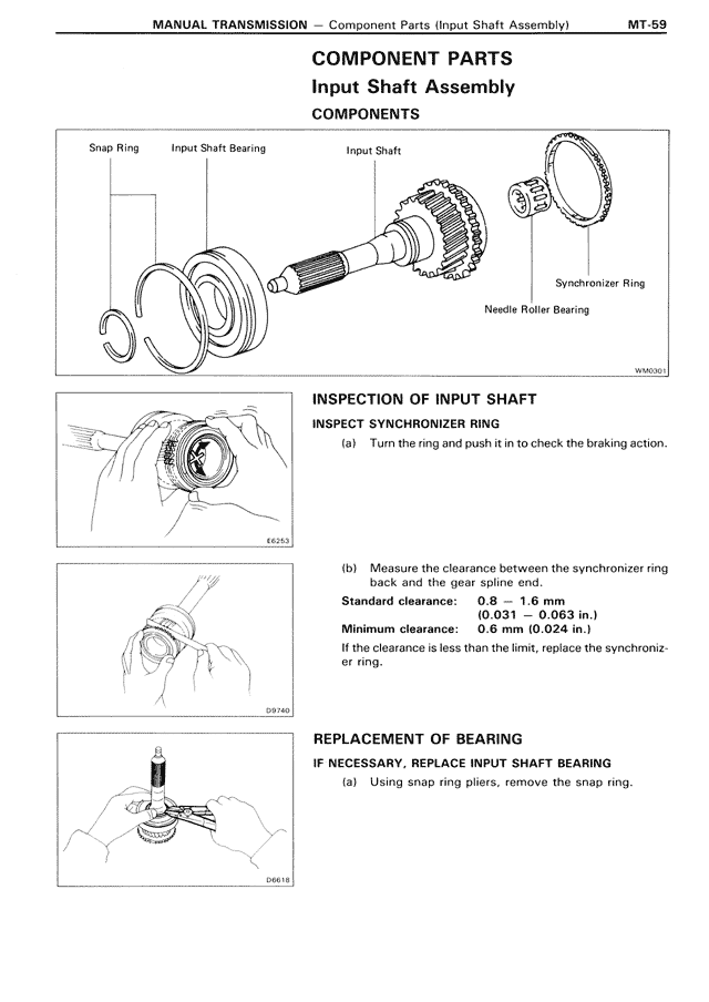 Component Parts Input Shaft Assembly — MK3 Supra Manual Transmission, page 59