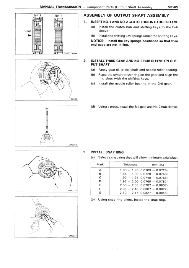 Assembly of Output Shaft Assembly — MK3 Supra Manual Transmission, page 65
