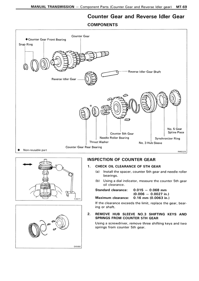 Counter Gear and Reverse Idler Gear — MK3 Supra Manual Transmission, page 69