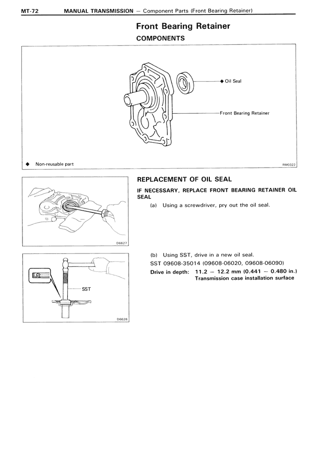 Front Bearing Retainer Components — MK3 Supra Manual Transmission, page 72