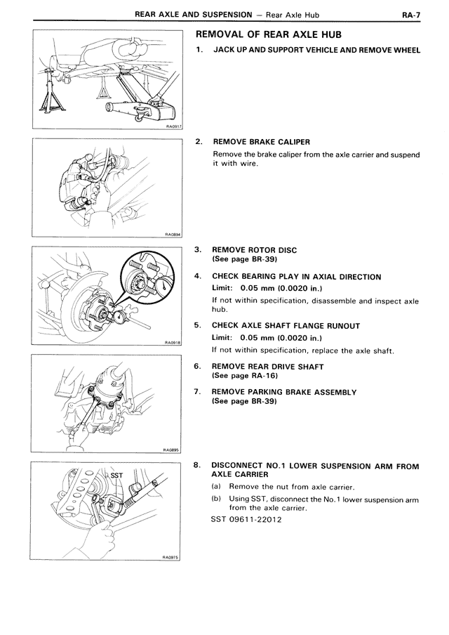 Removal of Rear Axle Hub — MK3 Supra Rear Axle & Suspension, page 7