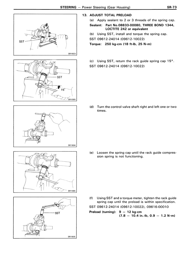 13. Adjust Total Preload — MK3 Supra Steering, page 73