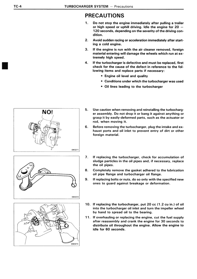 Precautions — MK3 Supra Turbocharger System, page 4