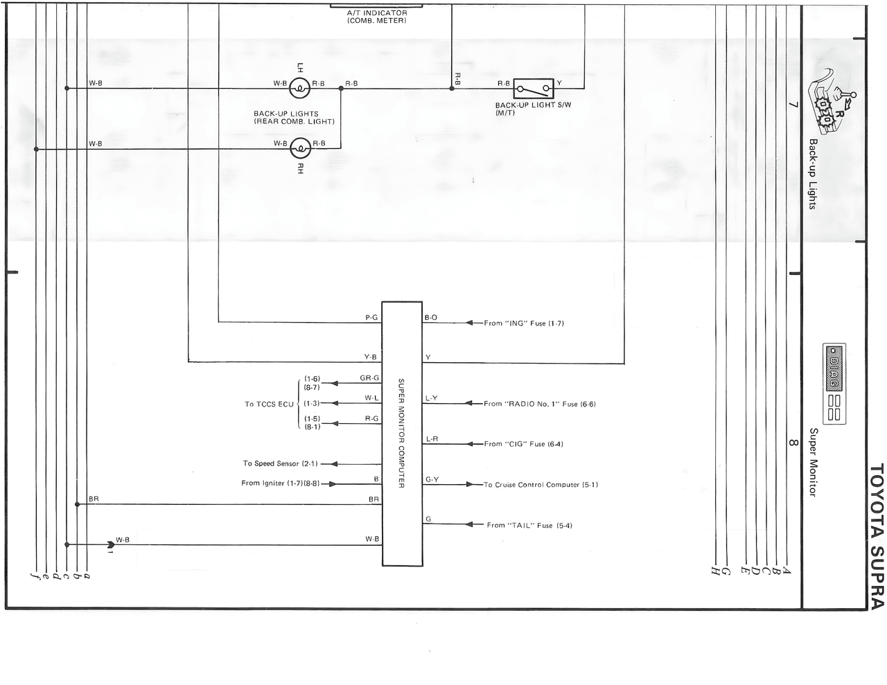 Back-up Lights / Super Monitor — MK3 Supra Overall Wiring Diagram wiring diagram, page 11