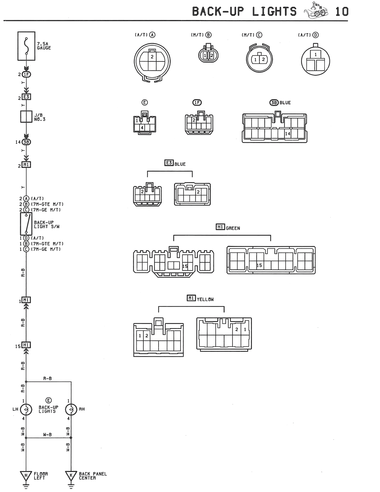Back-Up Lights — MK3 Supra Back-Up Lights wiring diagram, page 1
