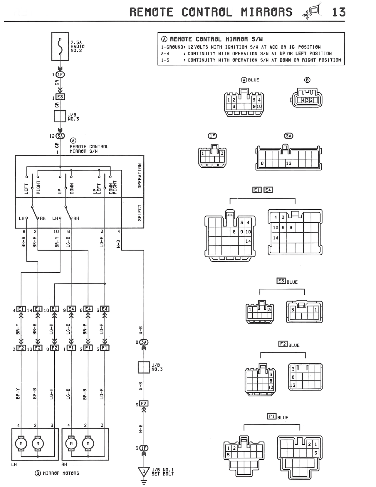 Remote Control Mirrors — MK3 Supra Remote Control Mirrors wiring diagram, page 1