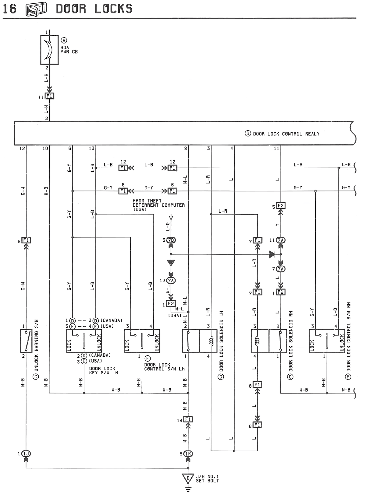 Door Locks — MK3 Supra Door Locks wiring diagram, page 1