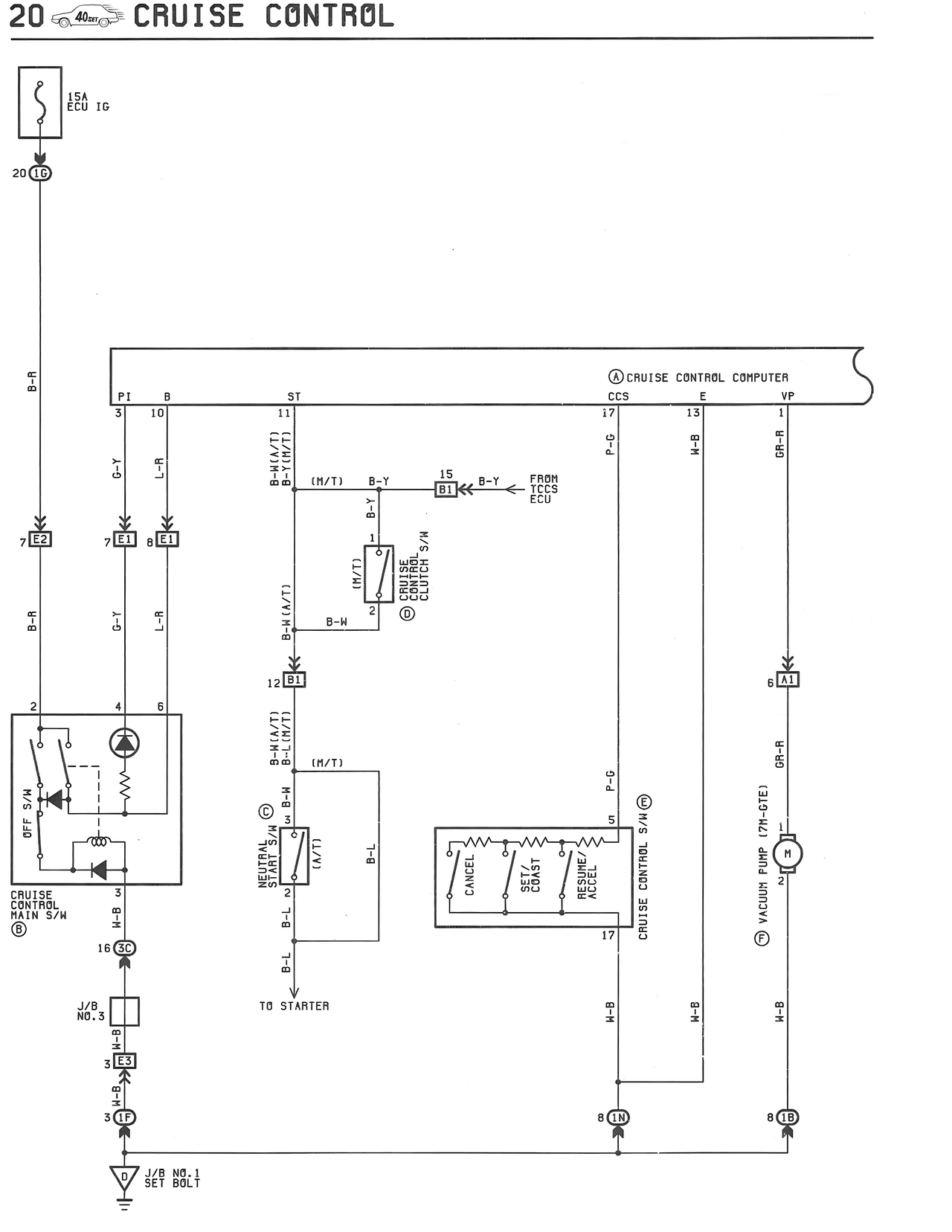 Cruise Control — MK3 Supra Cruise Control wiring diagram, page 1