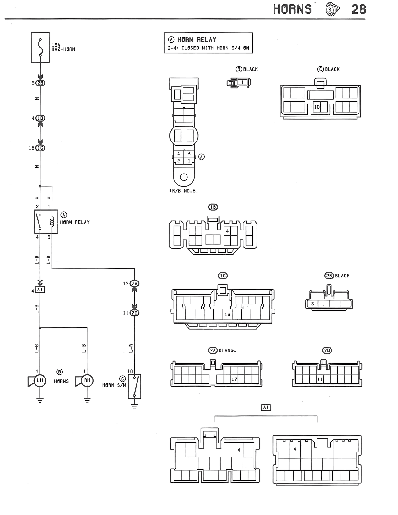 Horns — MK3 Supra Horns wiring diagram, page 1