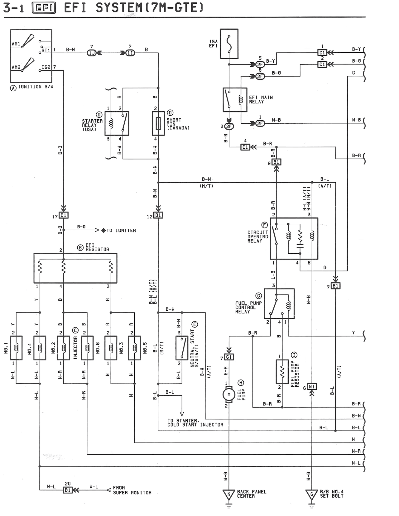 EFI System — MK3 Supra EFI System wiring diagram, page 1