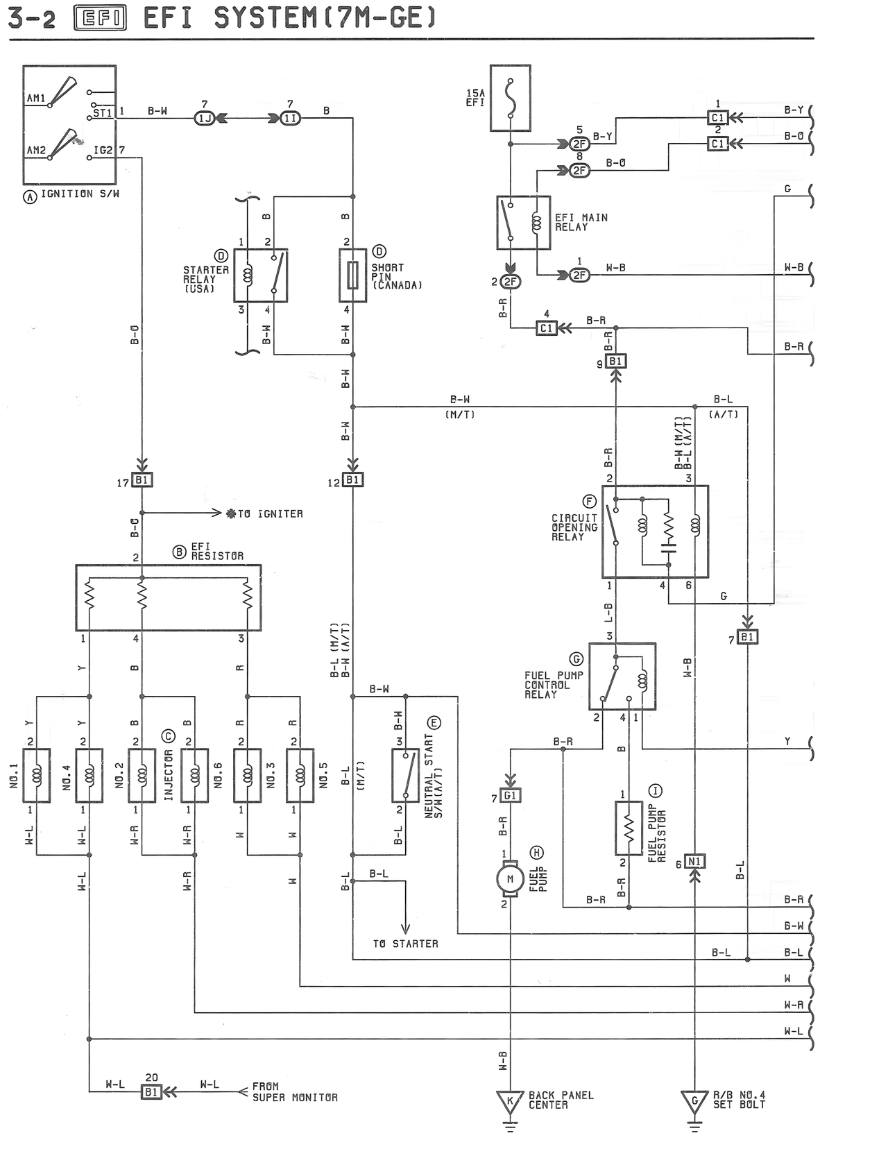 EFI System — MK3 Supra EFI System wiring diagram, page 7