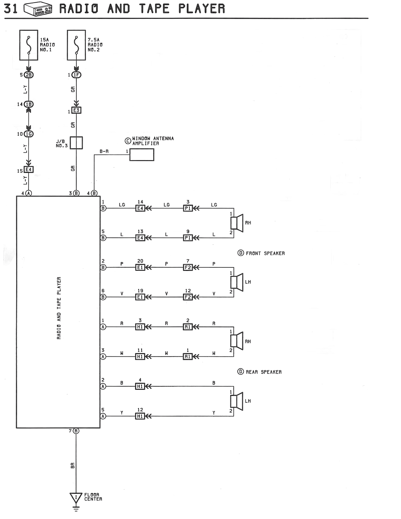31 Radio and Tape Player — MK3 Supra Radio and Tape Player wiring diagram, page 1