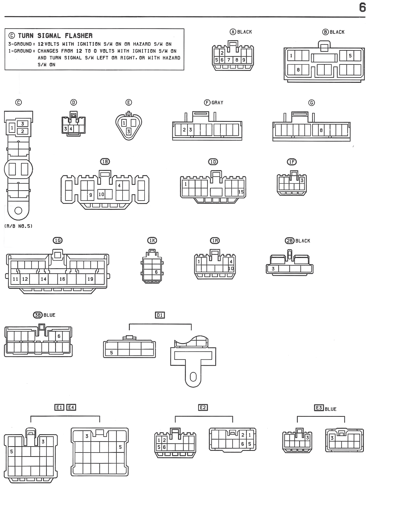 Connector Diagrams — MK3 Supra Turn Signal and Hazard Warning Lights wiring diagram, page 2