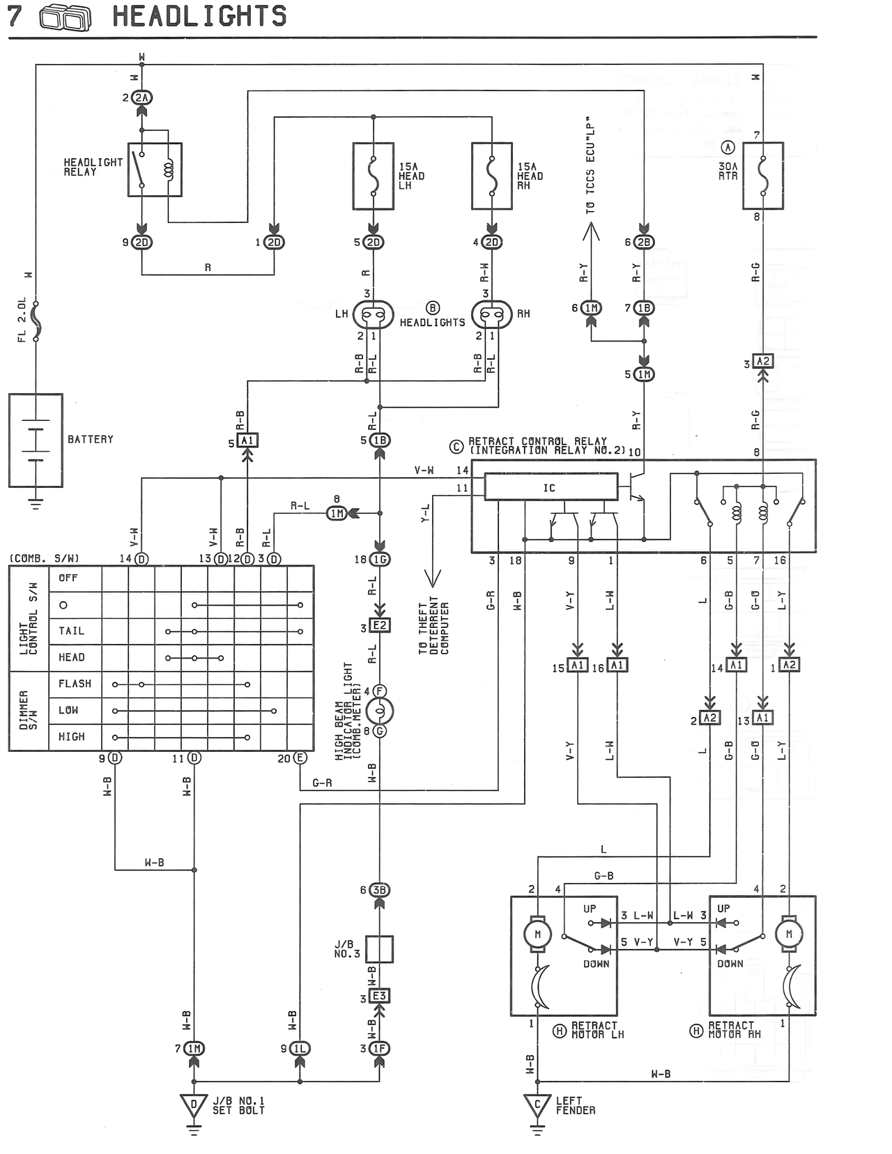 Headlights — MK3 Supra Headlights wiring diagram, page 1