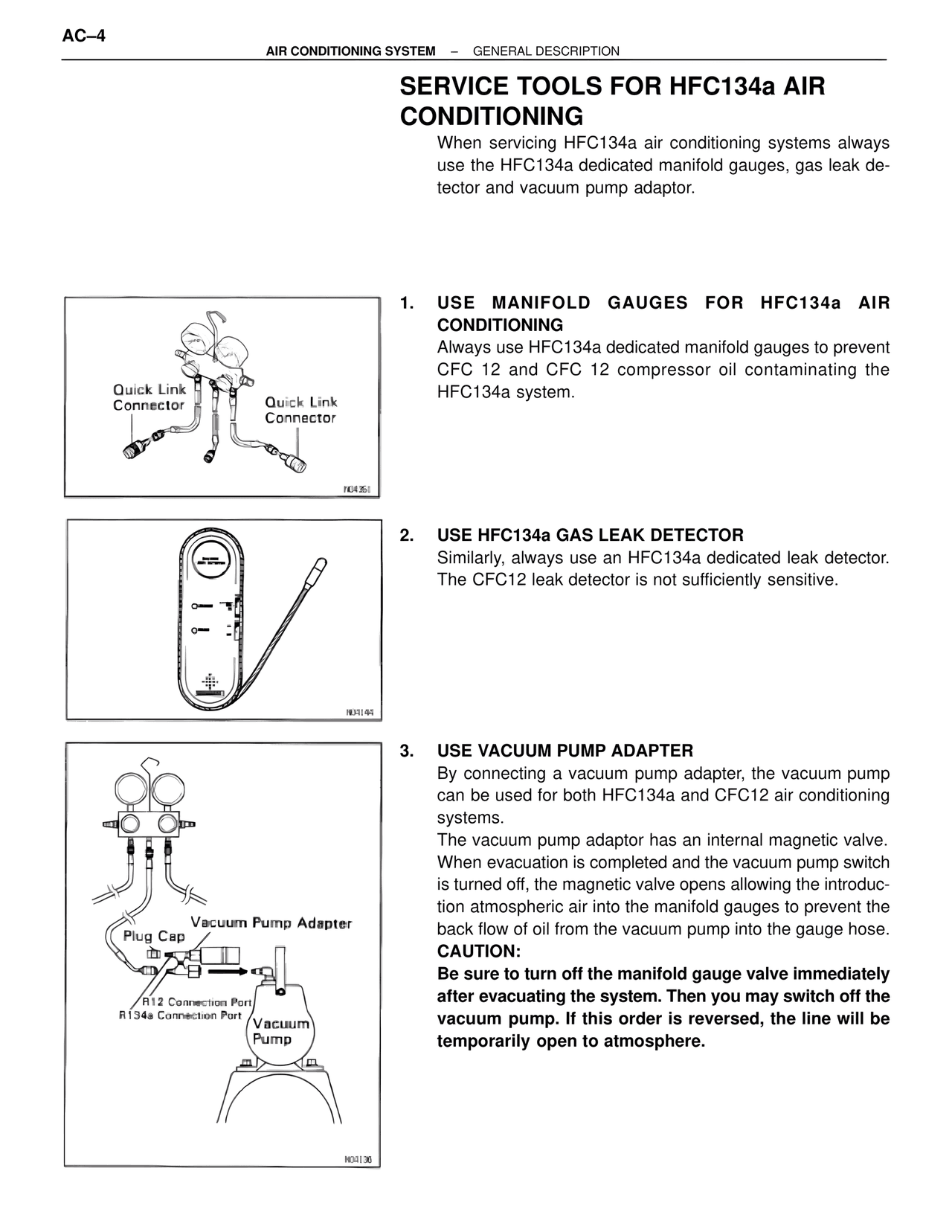 Service Tools for HFC134a Air Conditioning — MK4 Supra Air Conditioning, page 4