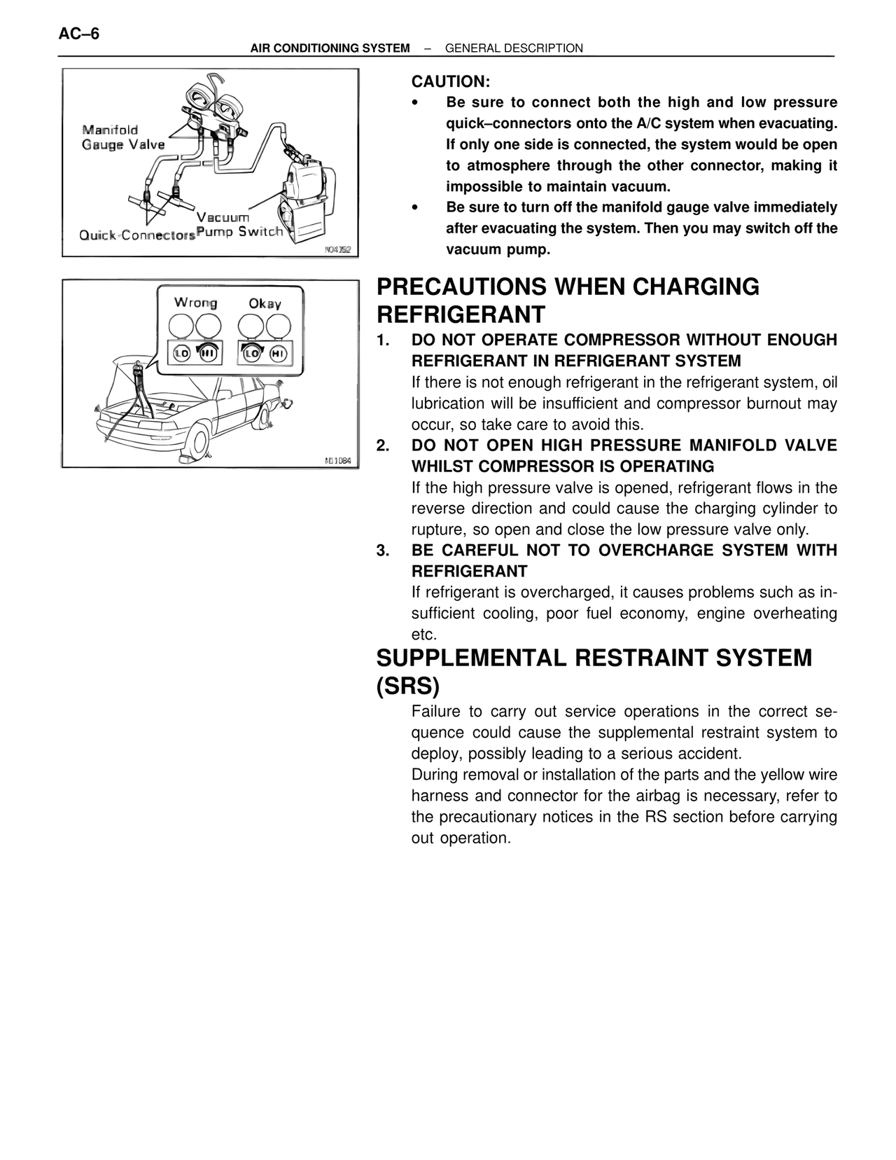 Precautions When Charging Refrigerant — MK4 Supra Air Conditioning, page 6