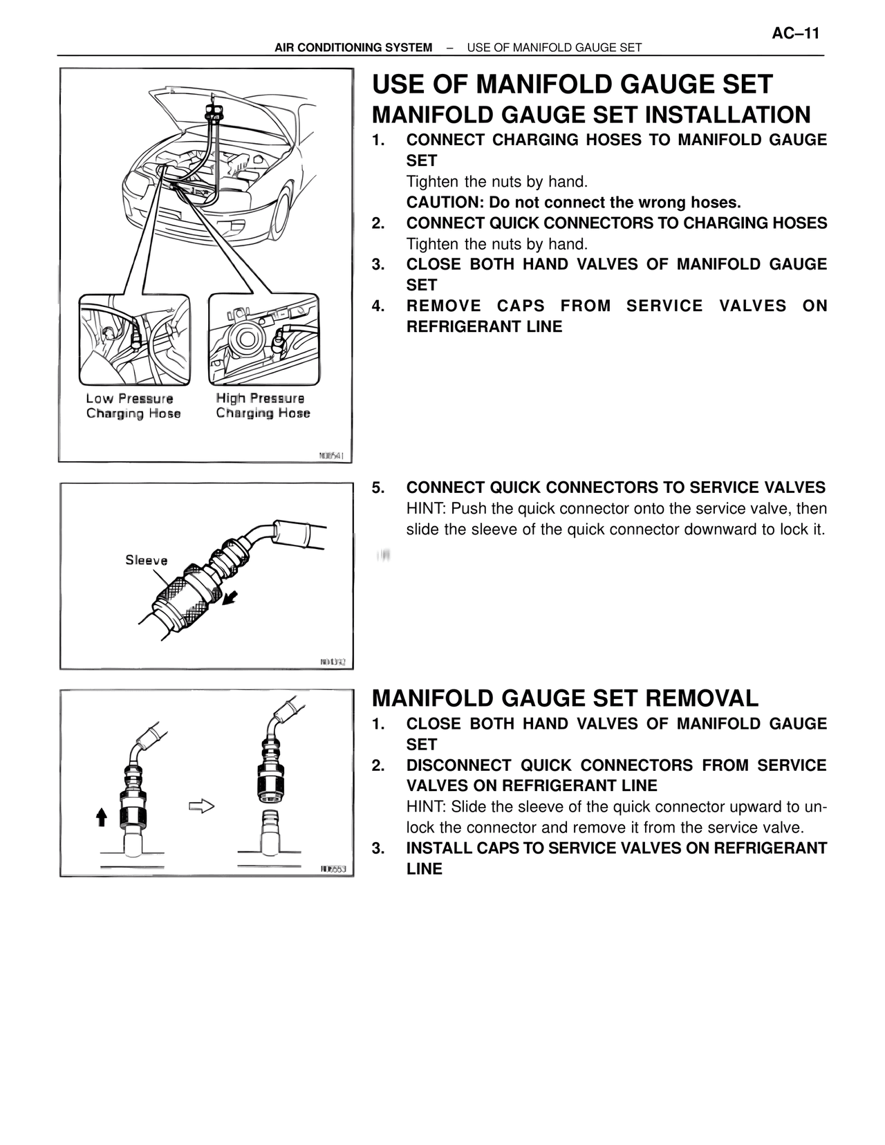 Use of Manifold Gauge Set Manifold Gauge Set Installation — MK4 Supra Air Conditioning, page 11