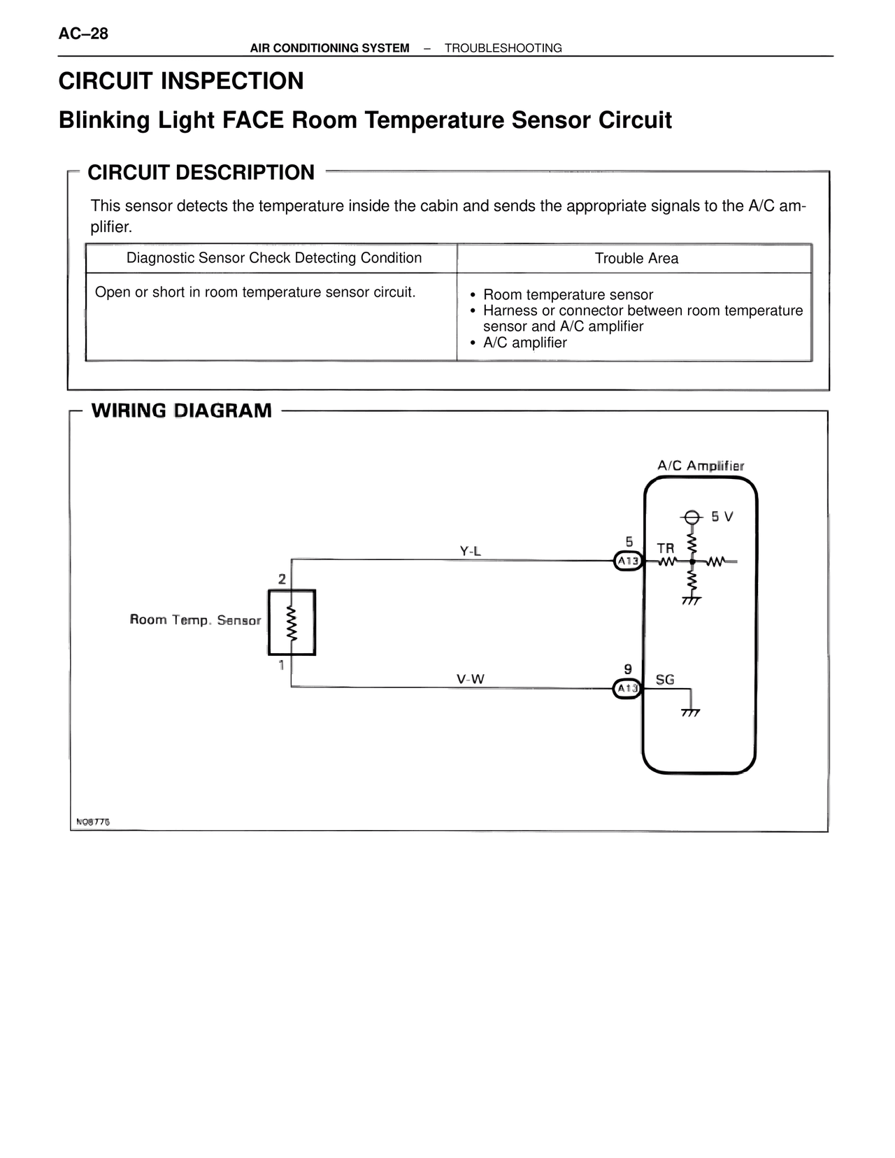 Circuit Inspection Blinking Light Face Room Temperature Sensor Circuit — MK4 Supra Air Conditioning, page 28