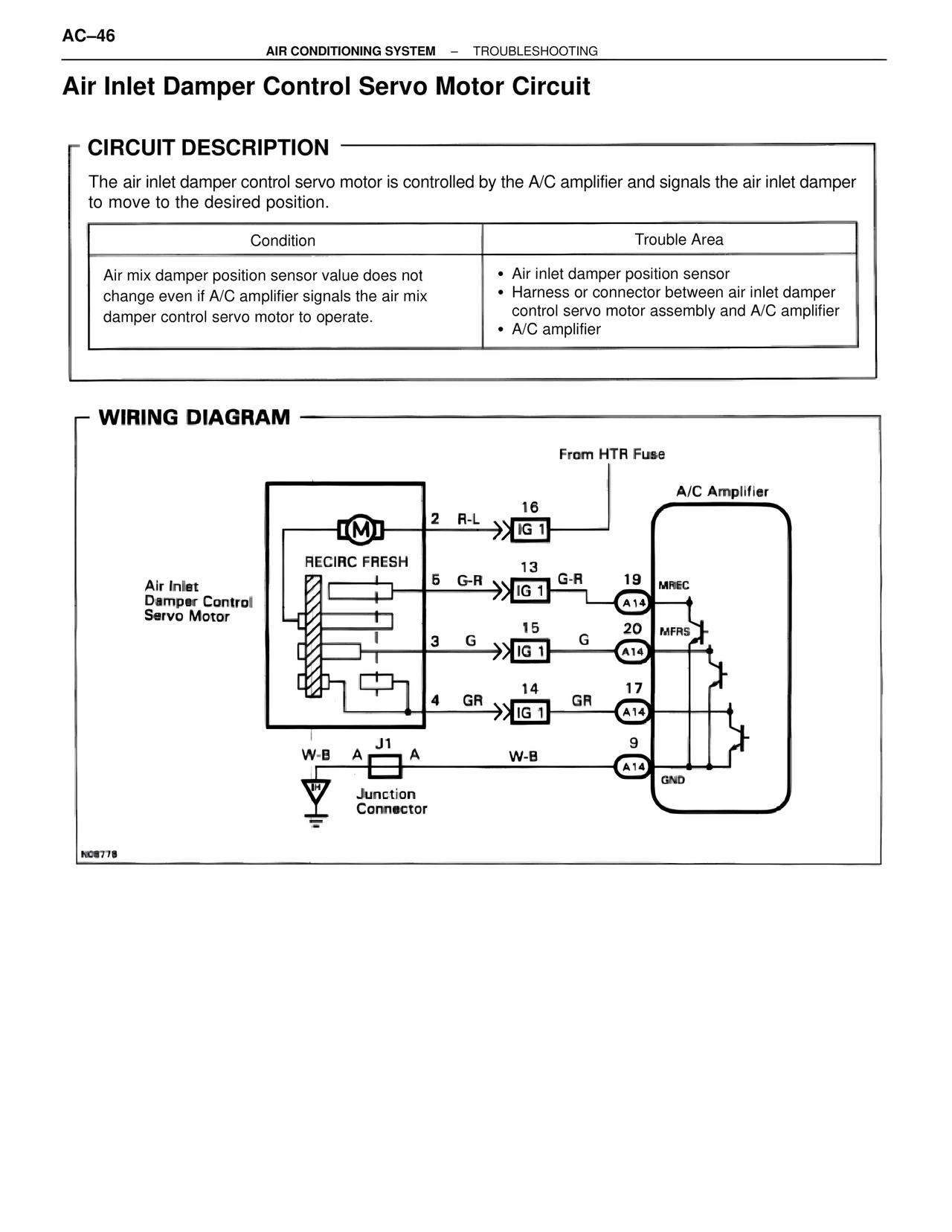 Air Inlet Damper Control Servo Motor Circuit — MK4 Supra Air Conditioning, page 46