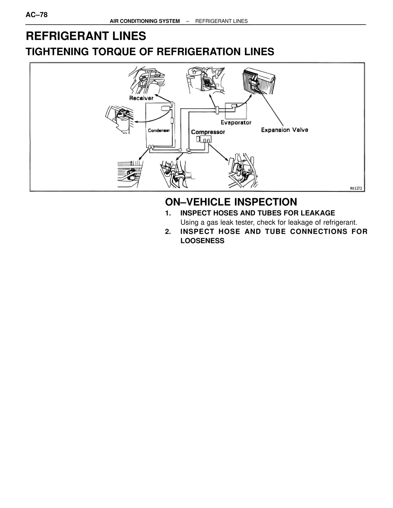Refrigerant Lines Tightening Torque of Refrigeration Lines — MK4 Supra Air Conditioning, page 78