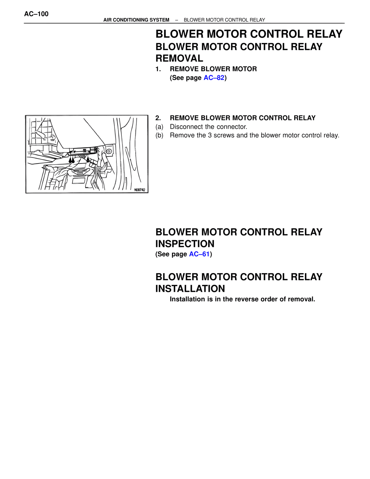 Blower Motor Control Relay — MK4 Supra Air Conditioning, page 100