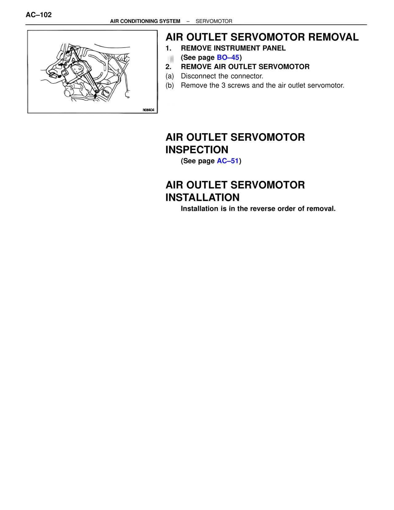 Air Outlet Servomotor Removal — MK4 Supra Air Conditioning, page 102