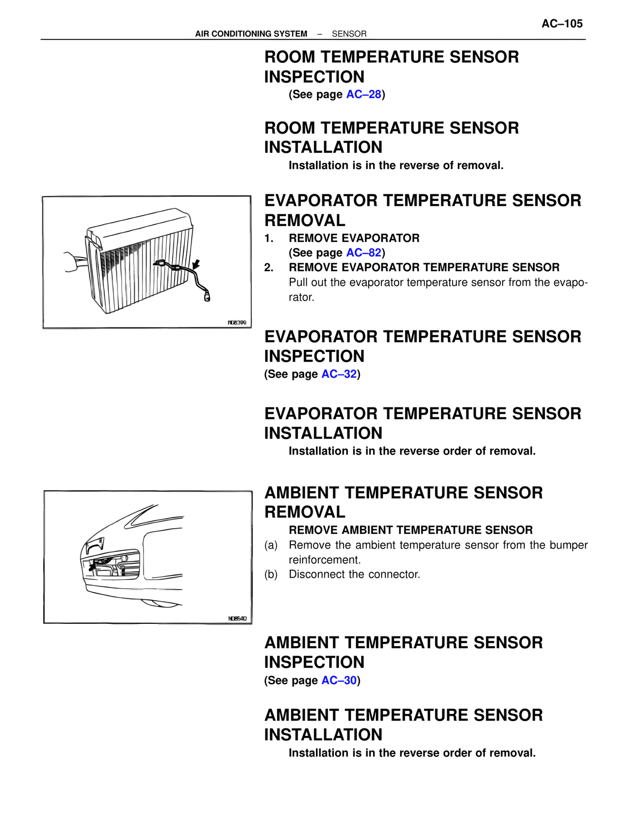Room Temperature Sensor Inspection — MK4 Supra Air Conditioning, page 105