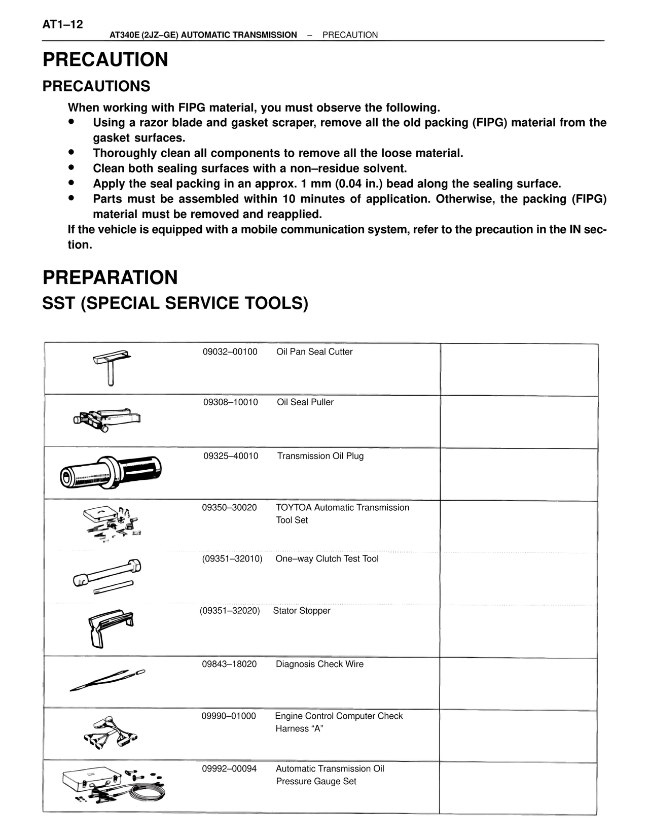 Precaution — MK4 Supra A340 Automatic Trans (GE), page 12
