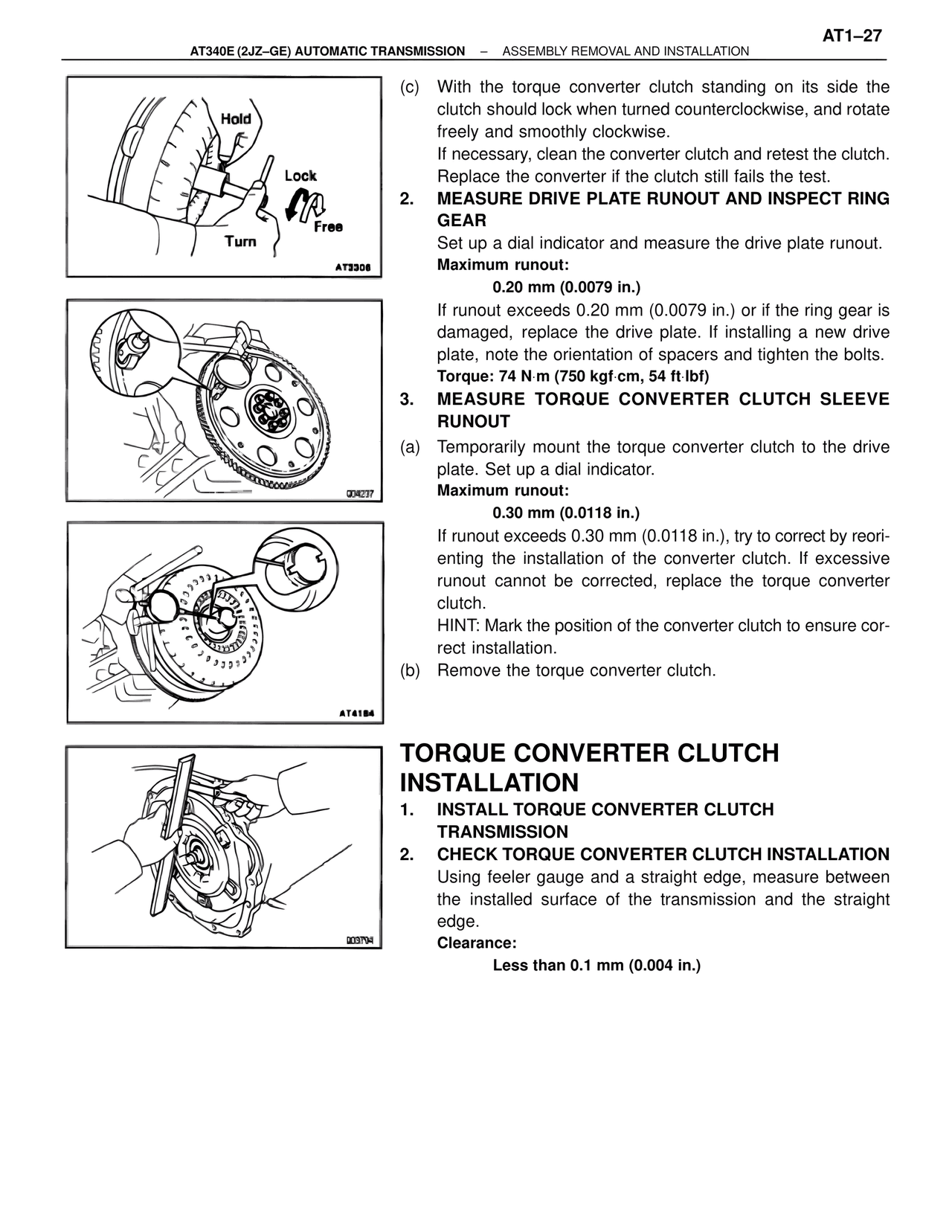 Torque Converter Clutch Installation — MK4 Supra A340 Automatic Trans (GE), page 27