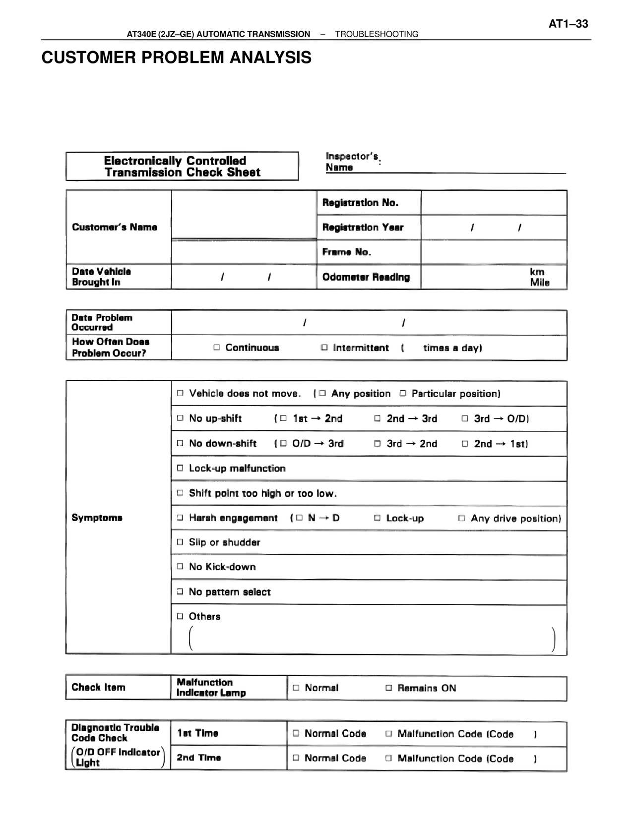 Customer Problem Analysis — MK4 Supra A340 Automatic Trans (GE), page 33