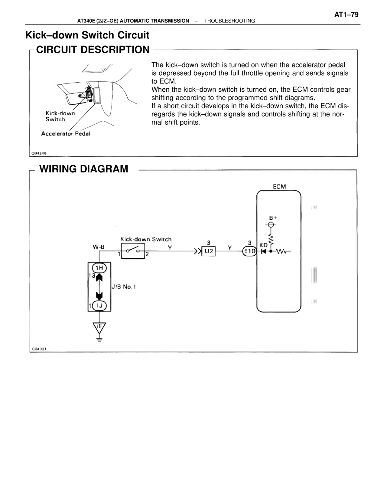 Kick-down Switch Circuit — MK4 Supra A340 Automatic Trans (GE), page 79