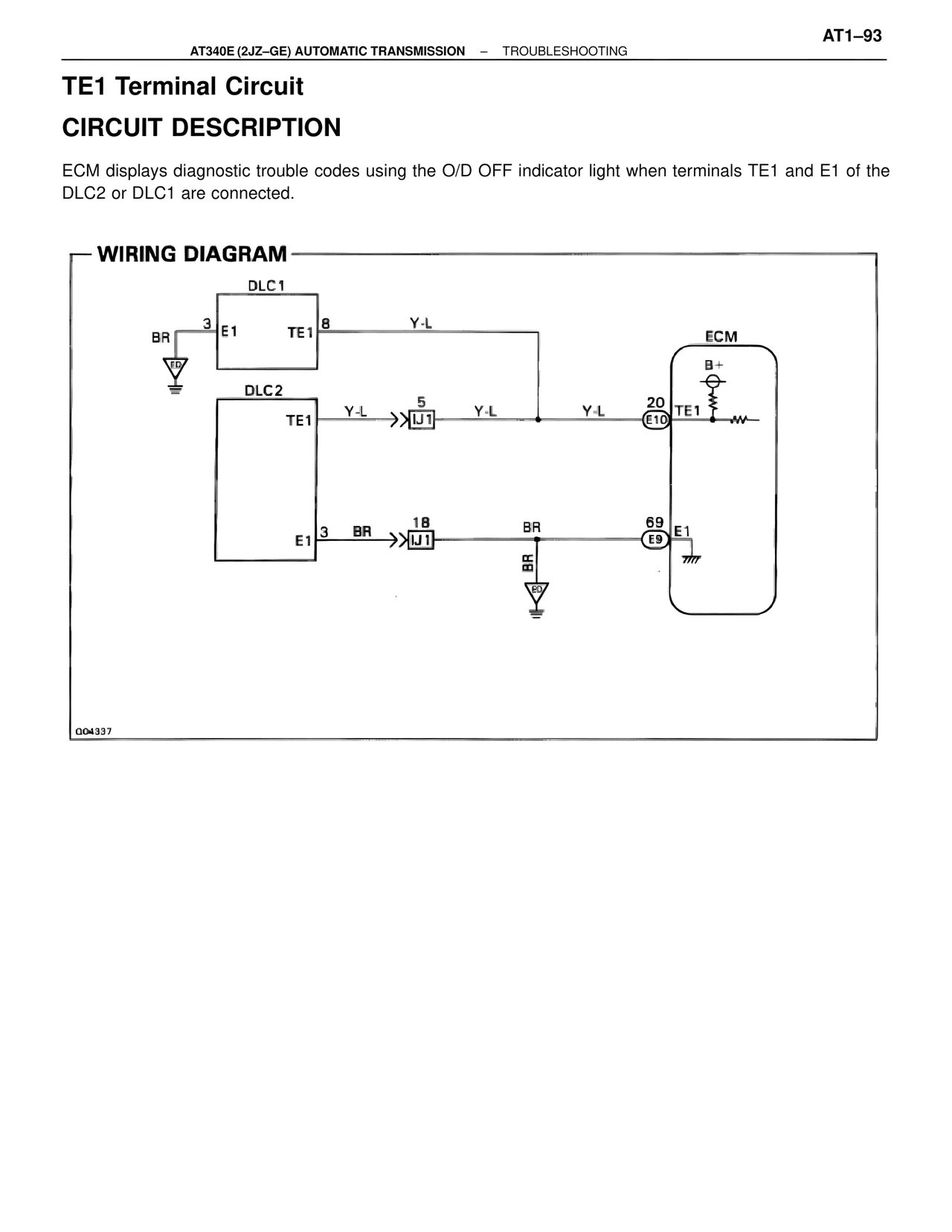 TE1 Terminal Circuit Circuit Description — MK4 Supra A340 Automatic Trans (GE), page 93
