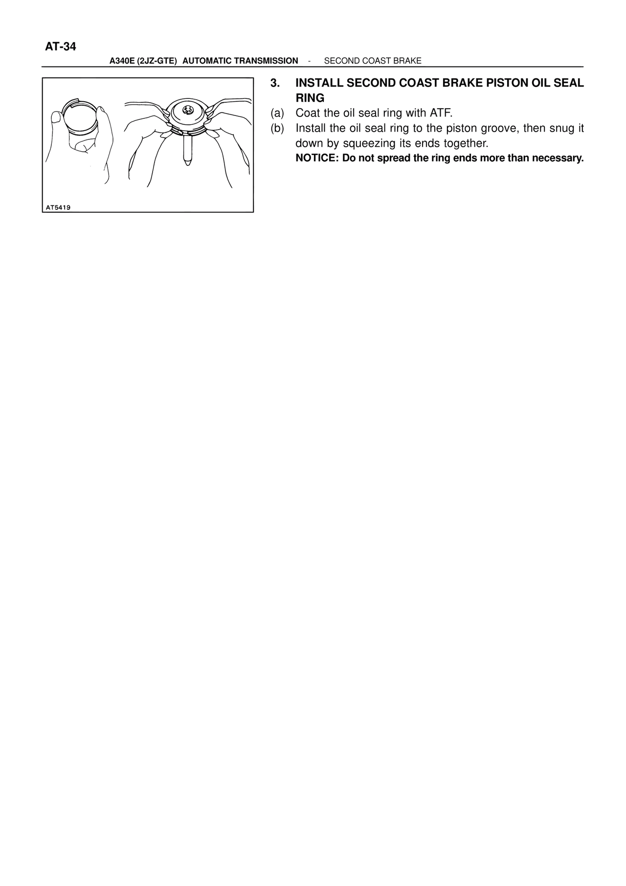 Install Second Coast Brake Piston Oil Seal Ring — MK4 Supra ATM Unit Repair, page 71