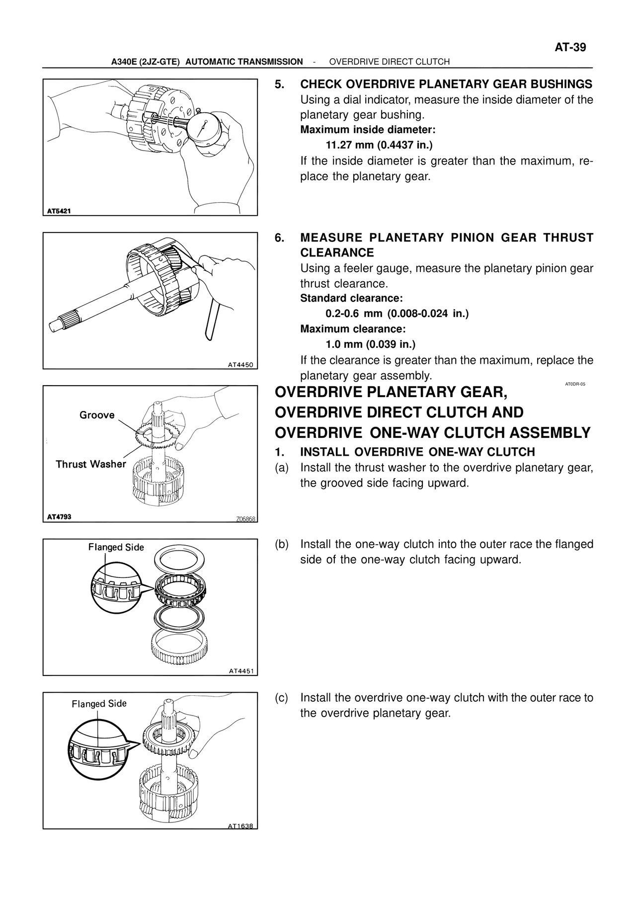 Overdrive Planetary Gear, Overdrive Direct Clutch and Overdrive One-Way Clutch Assembly — MK4 Supra ATM Unit Repair, page 76