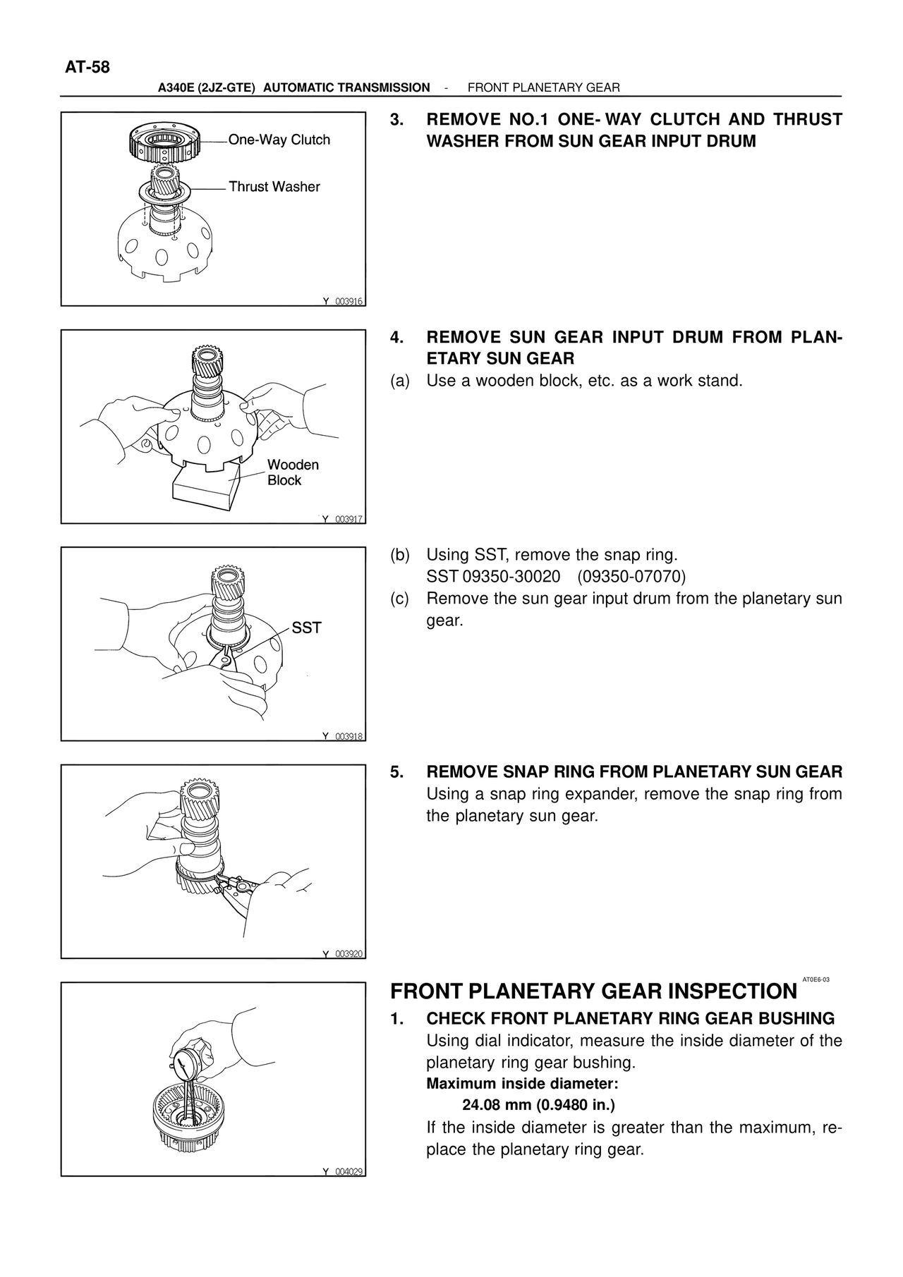 Front Planetary Gear Inspection — MK4 Supra ATM Unit Repair, page 95