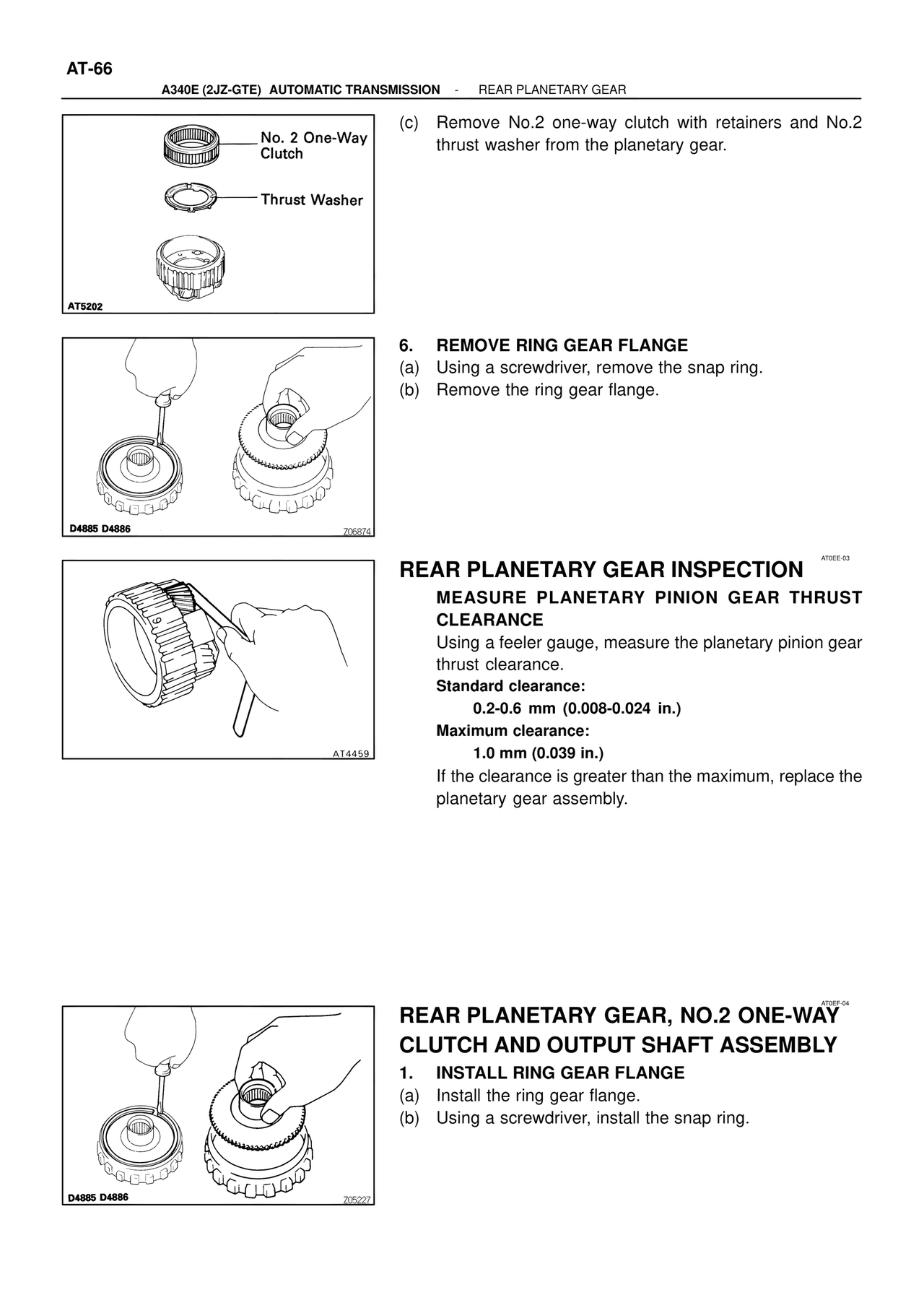 Rear Planetary Gear Inspection — MK4 Supra ATM Unit Repair, page 103