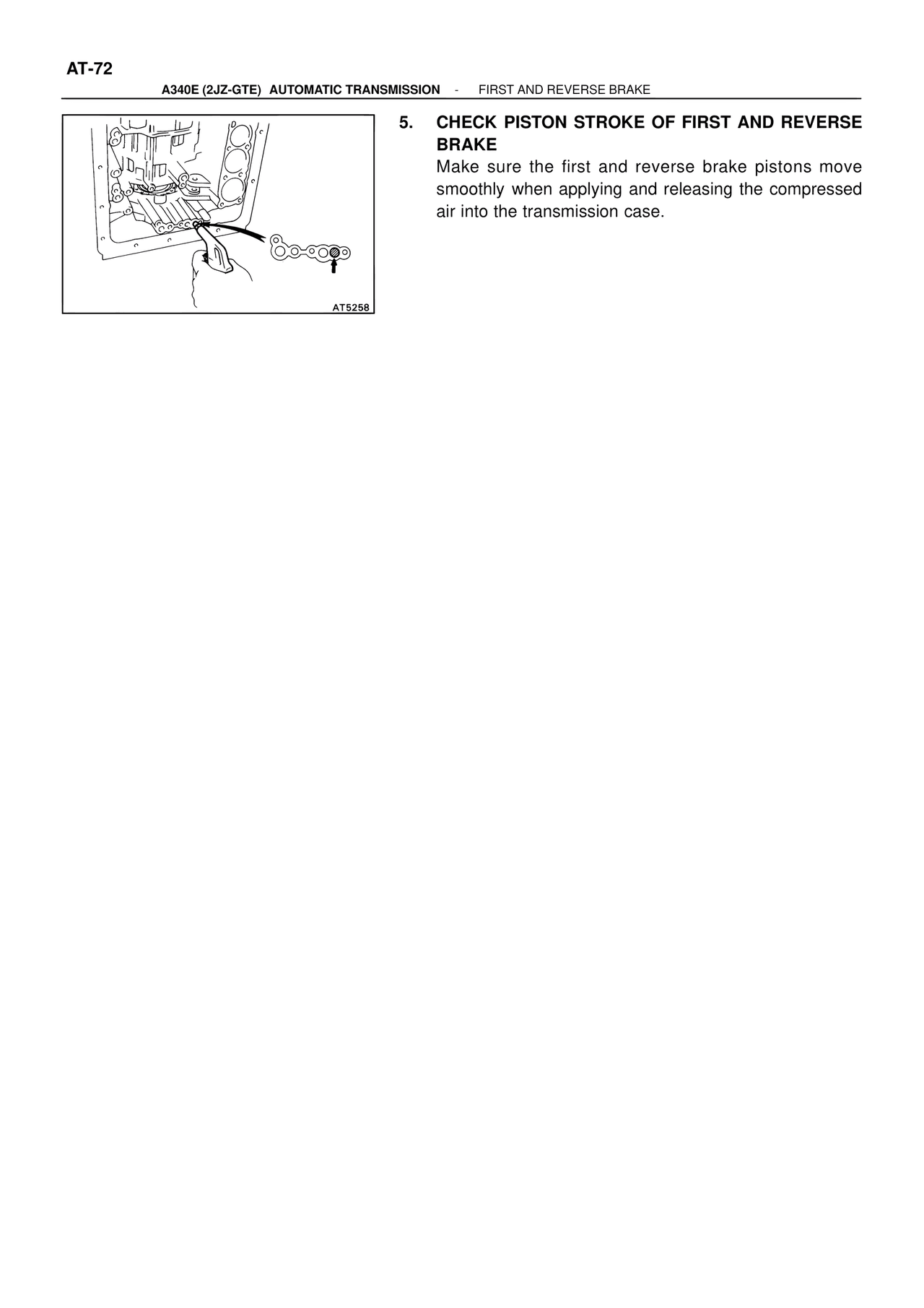 Check Piston Stroke of First and Reverse Brake — MK4 Supra ATM Unit Repair, page 109