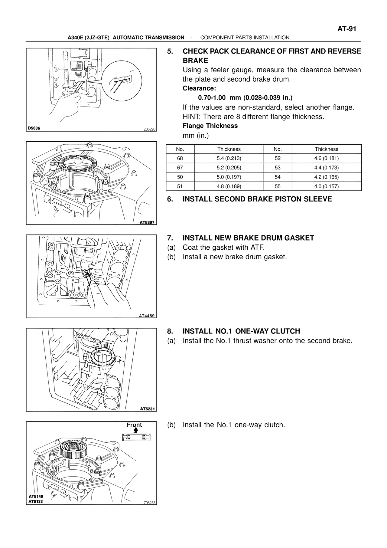 Check Pack Clearance of First and Reverse Brake — MK4 Supra ATM Unit Repair, page 128