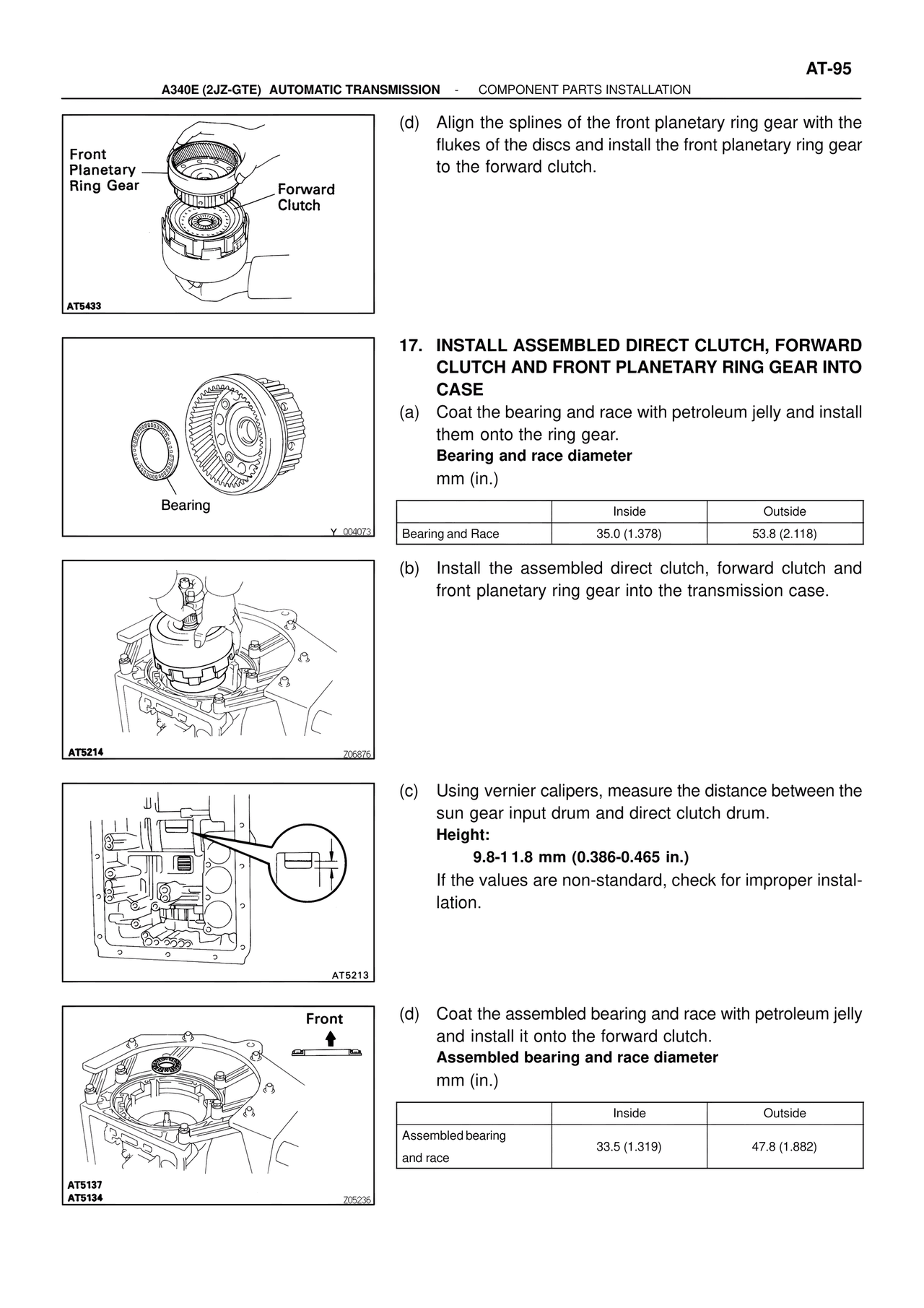 Install Assembled Direct Clutch, Forward Clutch and Front Planetary Ring Gear Into Case — MK4 Supra ATM Unit Repair, page 132