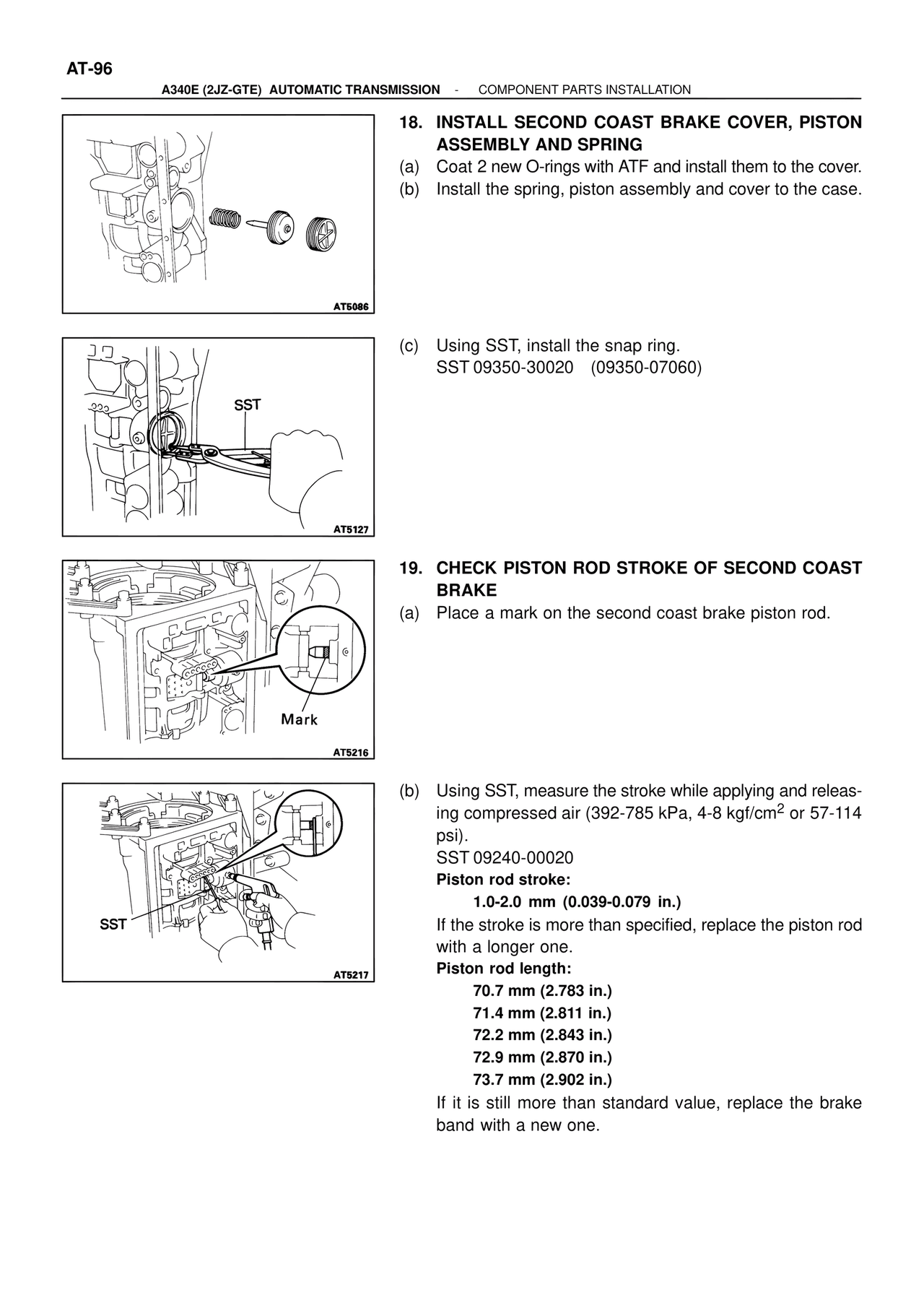 Install Second Coast Brake Cover, Piston Assembly and Spring — MK4 Supra ATM Unit Repair, page 133