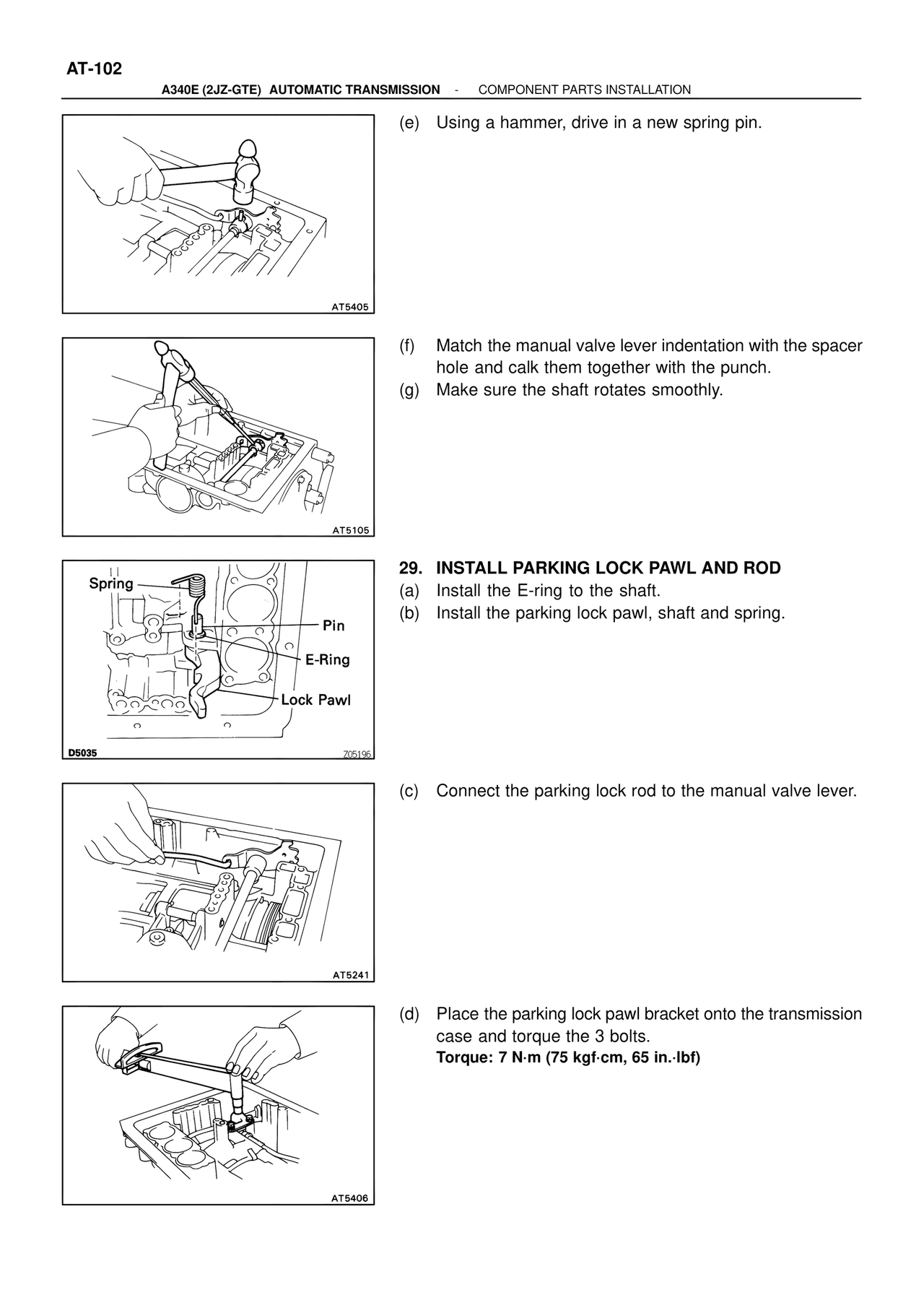 Install Parking Lock Pawl and Rod — MK4 Supra ATM Unit Repair, page 139